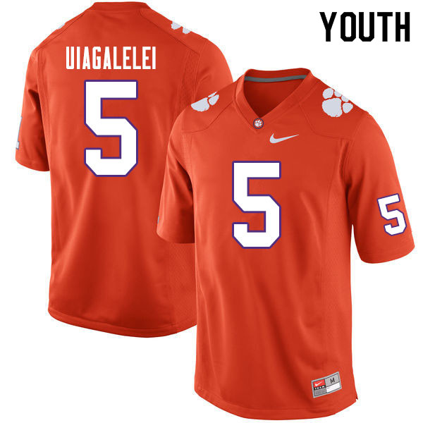 Youth #5 D.J. Uiagalelei Clemson Tigers College Football Jerseys Sale-Orange - Click Image to Close